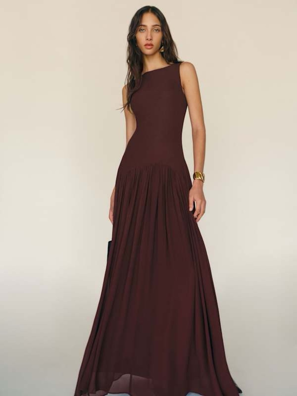 Reformation Camella Dress in Mahogany Brown/Maroon size 8